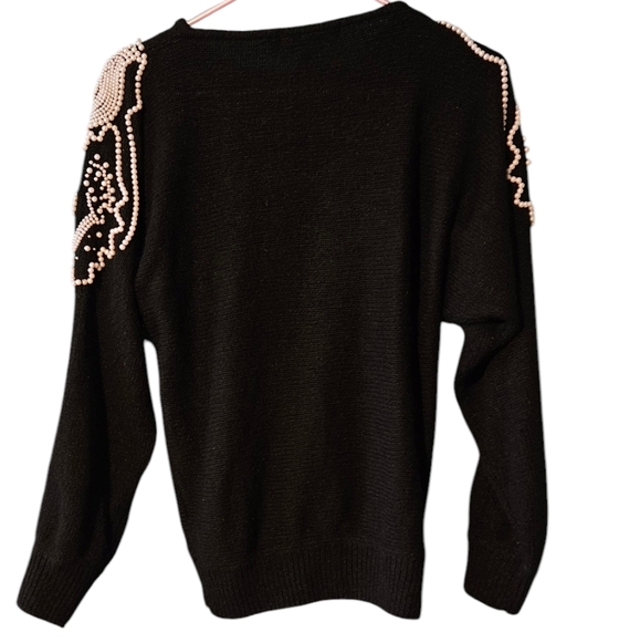 Vintage pearl embellished black sweater - Picture 5 of 5